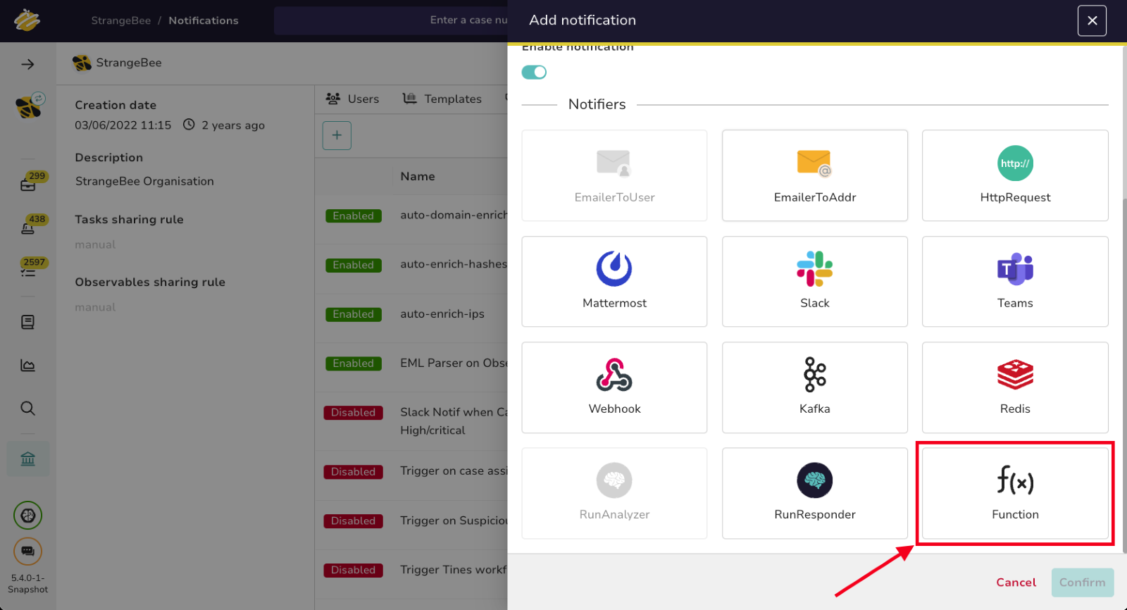 TheHive function notifier