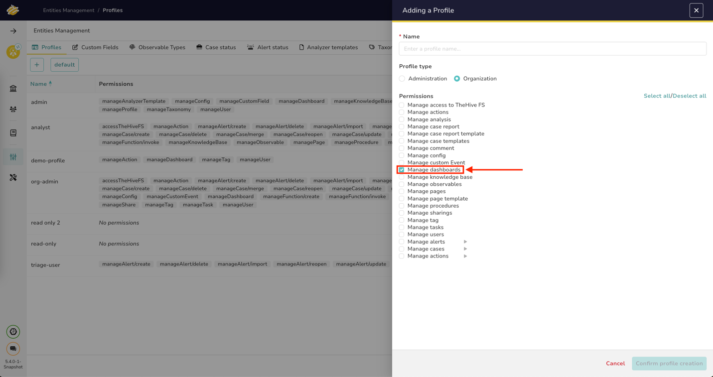 TheHive Read-only Dashboard 