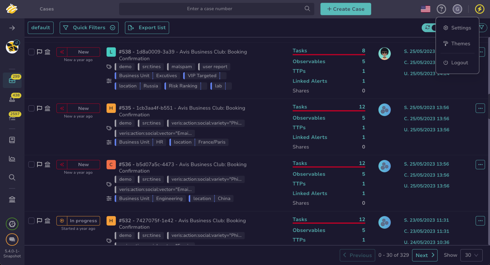 TheHive dark mode interface 1