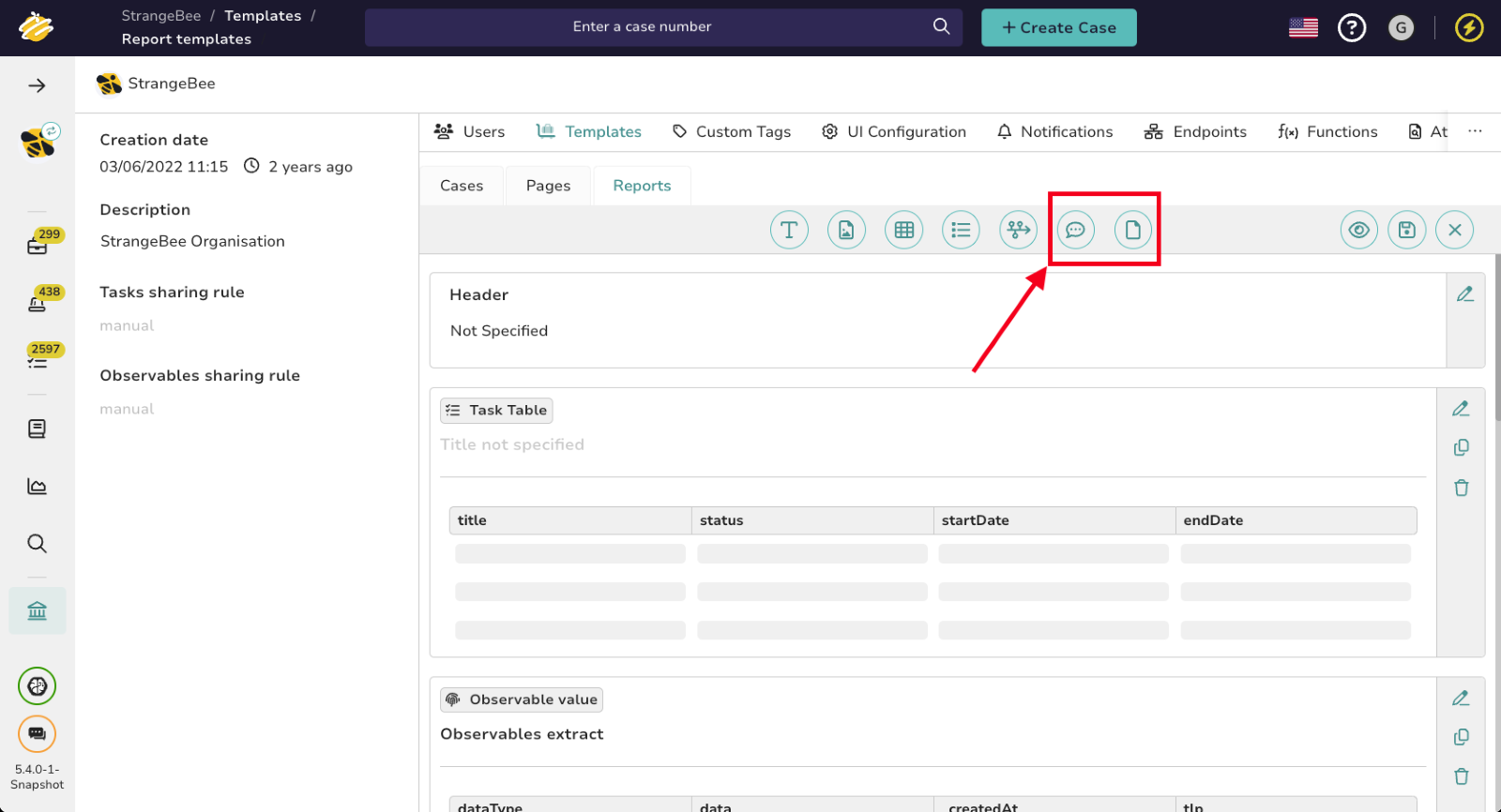TheHive reports - comment and page widgets